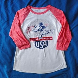 Disney Parks Women's Mickey Mouse Raglan Shirt Large